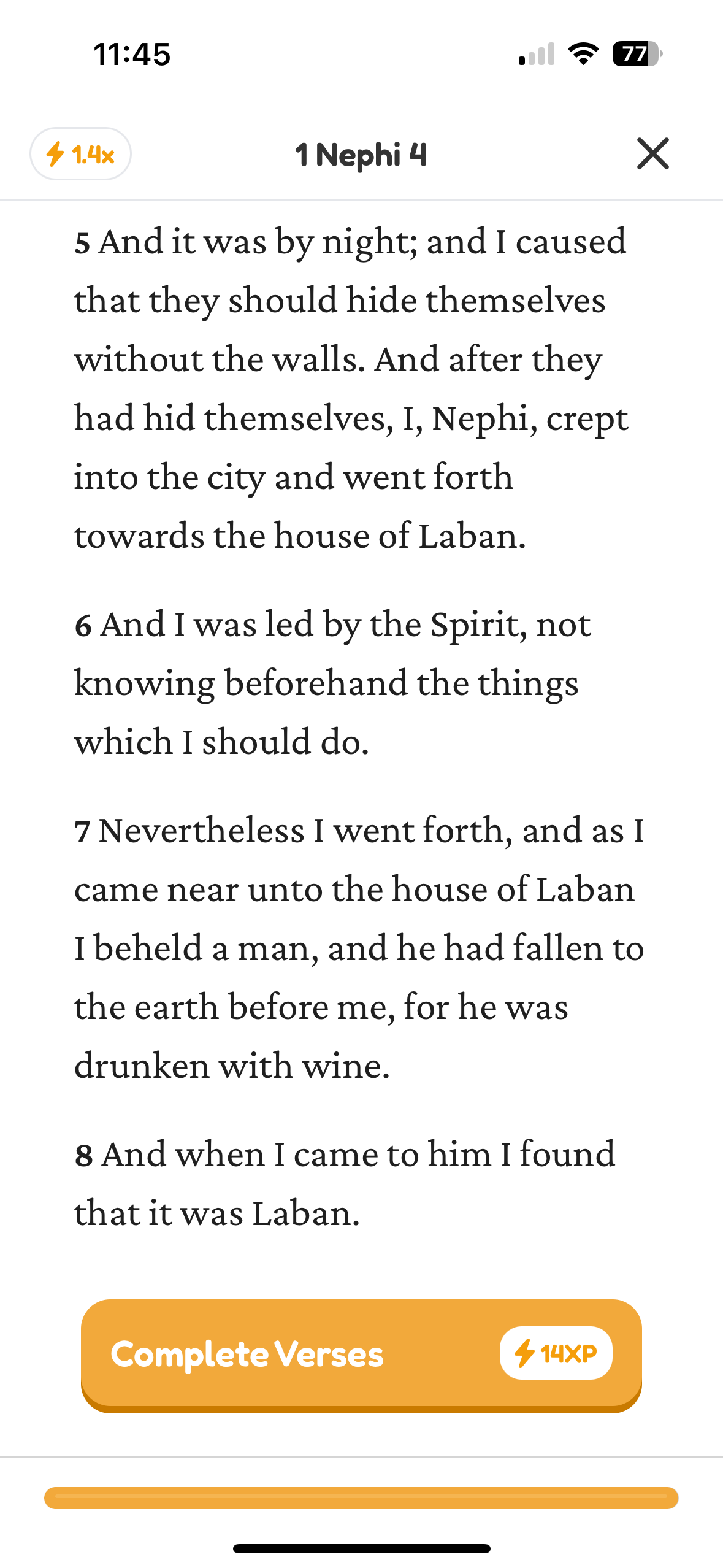 Tether app verses screen with a focused scripture reading experience